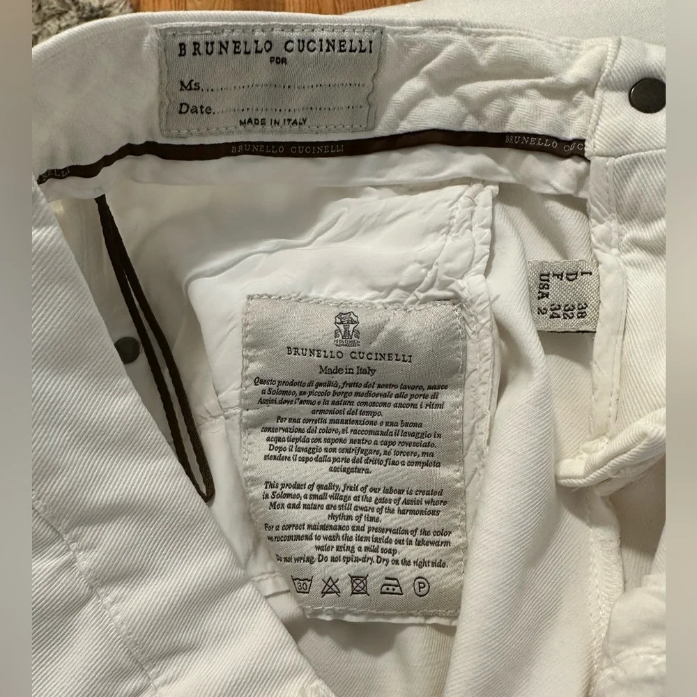 Brunello Cucinelli Low-Rise White Denim Skinny Jeans size 2 US 38 IT - Picture 4 of 6